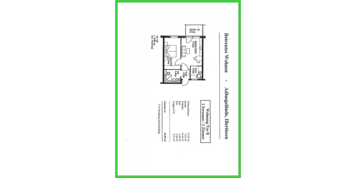 Etagenwohnung Illertissen - 2 Zimmer, 46 m&sup2;, 500&euro; | Angebot:25750720