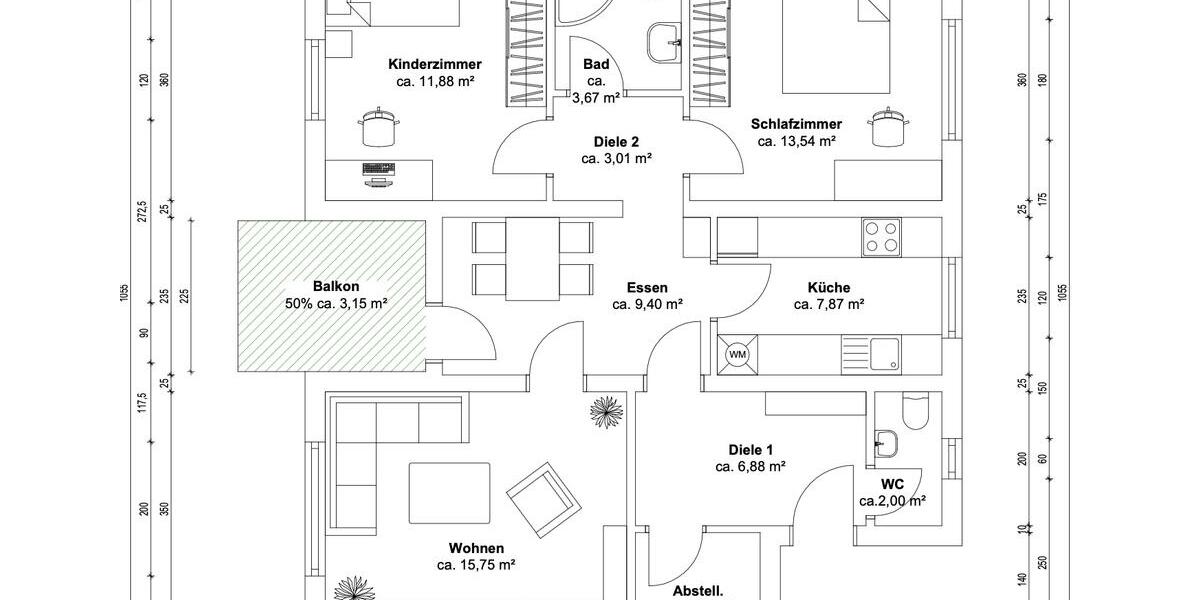 Etagenwohnung Ehingen (Donau) - 3 Zimmer, 79 m&sup2;, 1.000&euro; | Angebot:26250420