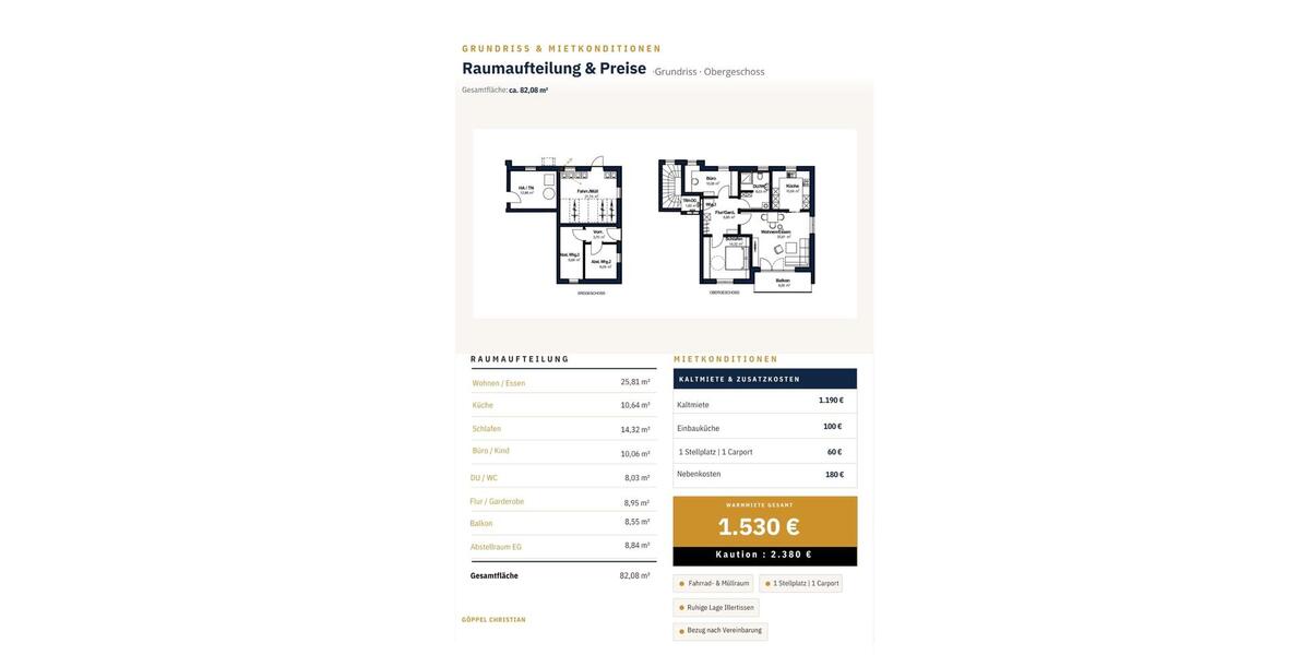 Etagenwohnung Illertissen - 4 Zimmer, 82 m&sup2;, 1.350&euro; | Angebot:26648203