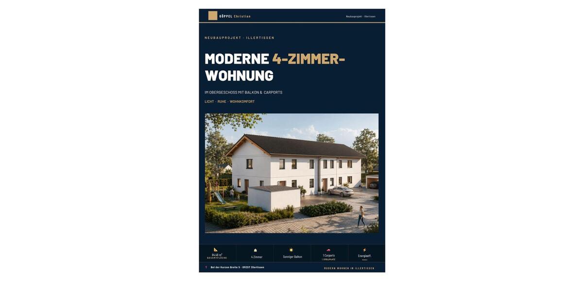 Etagenwohnung Illertissen - 4 Zimmer, 84 m&sup2;, 1.380&euro; | Angebot:26648178