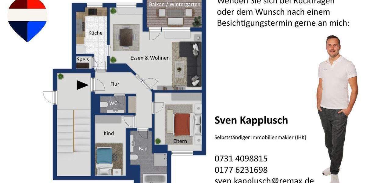 Etagenwohnung Senden Wullenstetten - 3 Zimmer, 82 m&sup2;, 275.000&euro; | Angebot:25739050