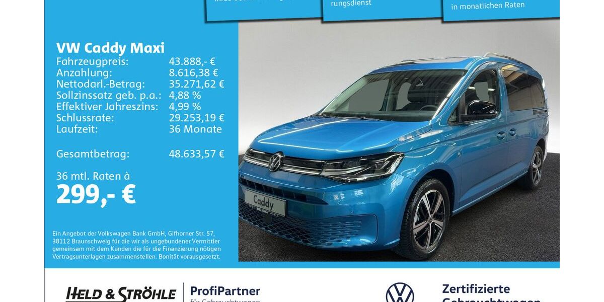 VW Caddy Maxi 6.001 km 42.350 &euro; Ulm 89079