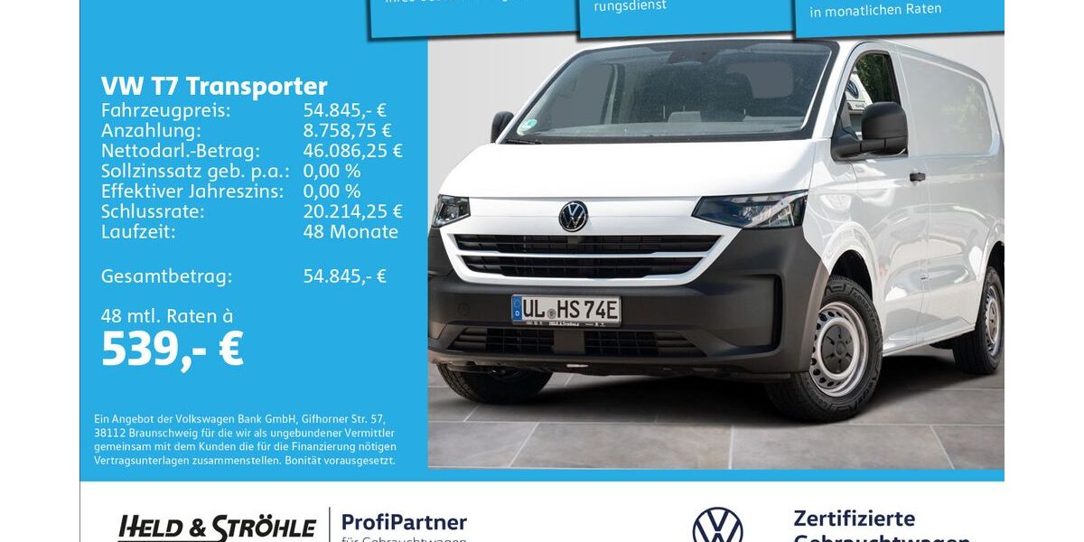 VW T7 Transporter 6.001 km 43.750 &euro; Ulm 89079