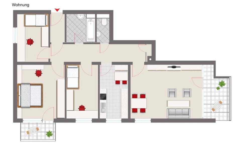 Etagenwohnung Ulm - 4 Zimmer, 93 m&sup2;, 1.650&euro; | Angebot:26640260