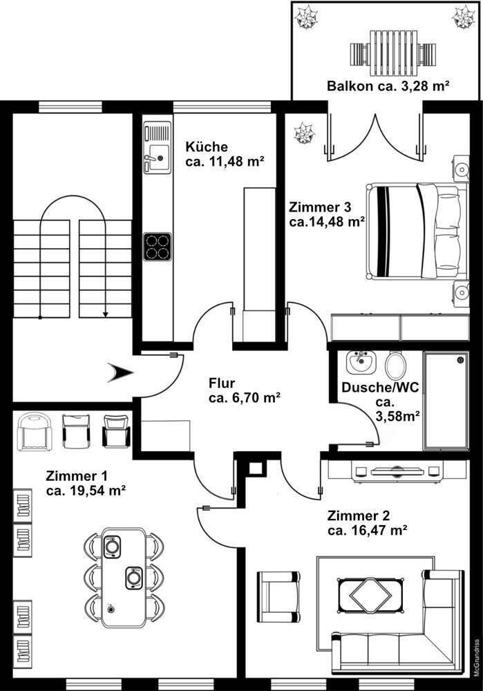 BITTE ZUERST LESEN - DANN KLICKEN!! Ulm-City TOP kernsanierte 3-Zi.-Wohnung im 1. OG mit Balkon