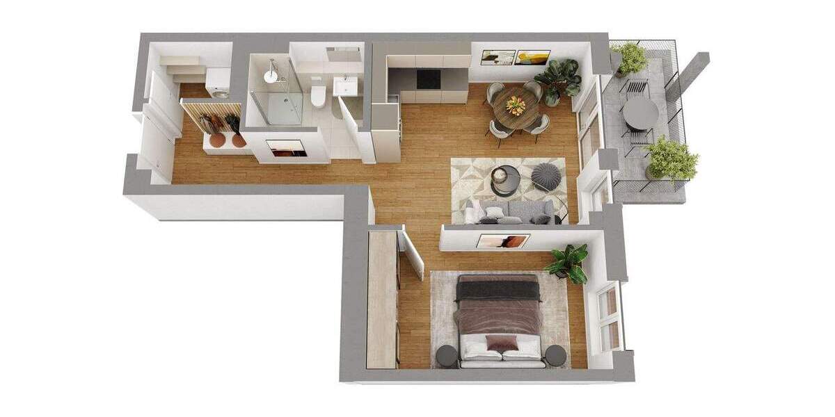 Etagenwohnung Neu-Ulm Ludwigsfeld - 2 Zimmer, 55 m&sup2;, 333.600&euro; | Angebot:25209926