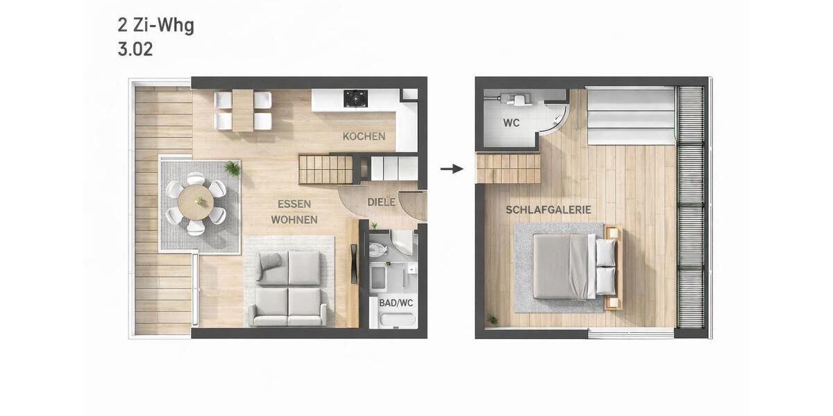 Maisonettenwohnung Gerstetten - 2 Zimmer, 62 m&sup2;, 560&euro; | Angebot:26179693