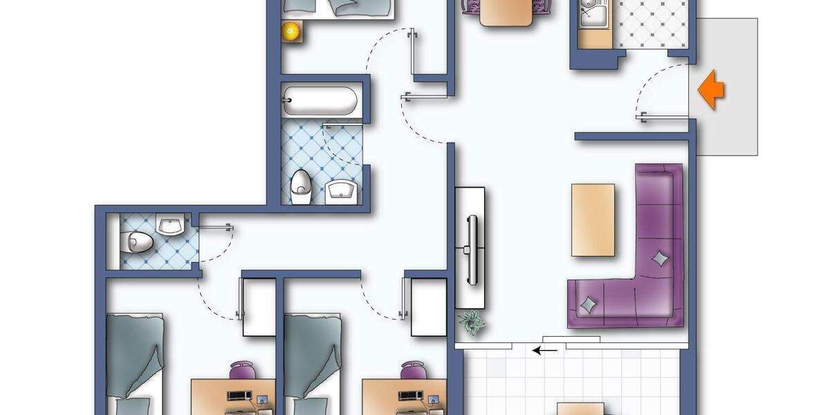 Etagenwohnung Ulm Wiblingen - 4 Zimmer, 95 m&sup2;, 310.000&euro; | Angebot:25664456