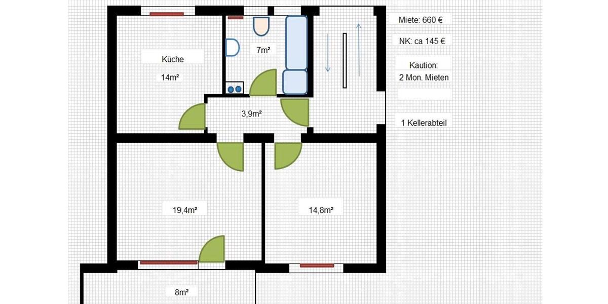 2 Zimmer Küche Bad in Pfuhl 1 zimmer
