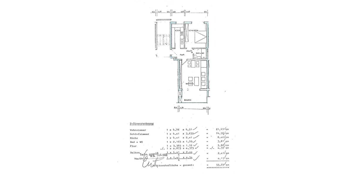 Etagenwohnung Neu-Ulm Pfuhl - 2 Zimmer, 55 m&sup2;, 170.000&euro; | Angebot:26858821