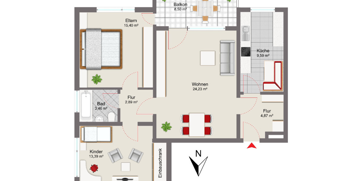 Etagenwohnung Senden - 3 Zimmer, 75 m&sup2;, 1.000&euro; | Angebot:26660353