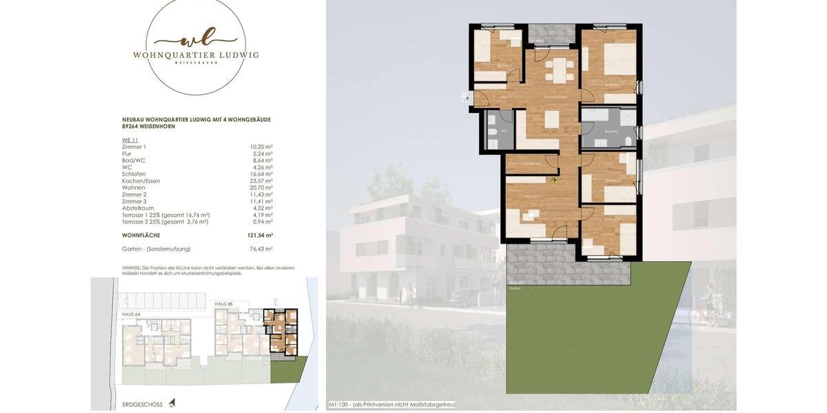 Erdgeschoßwohnung Weißenhorn - 5.5 Zimmer, 122 m&sup2;, 1.696&euro; | Angebot:24780069